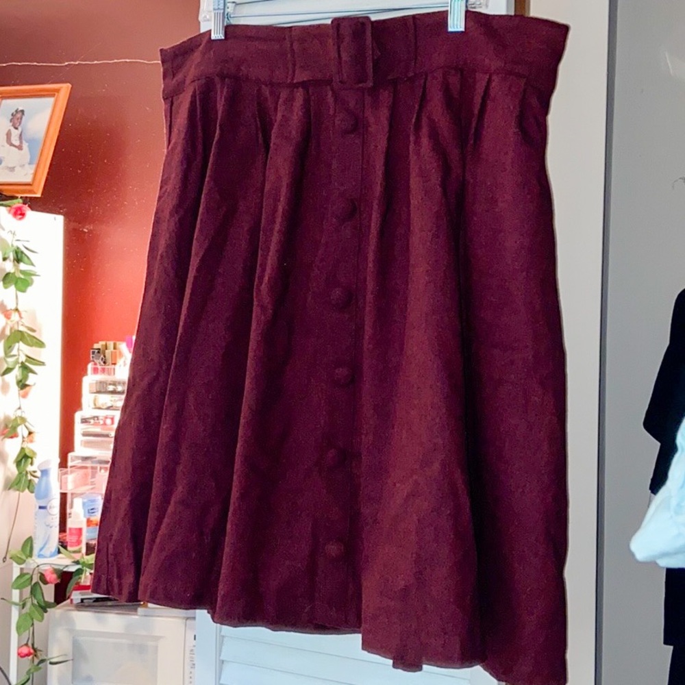 ModCloth Intern of Fate Burgundy wool blend skirt
